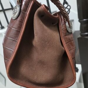 Brighton Brown Leather Shoulder Bag with Braided Handles
